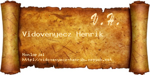 Vidovenyecz Henrik névjegykártya